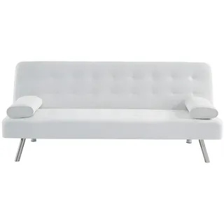 Vente-Unique Schlafsofa, Weiß, Leder, Uni, 2-Sitzer, 186x76x83 cm, Wohnzimmer, Sofas & Couches, Schlafsofas