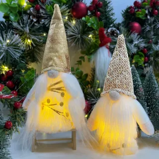 Wichtel Figuren, Weihnachtswichtel Figuren, Weihnachtsdeko Innen, Klein Beleuchteter Wichtel Weihnachtsfiguren Mit Led Licht, Deko Weihnachten Amerikanisch Dekoration Weihnachtsbaum Tisch Fenster (A)