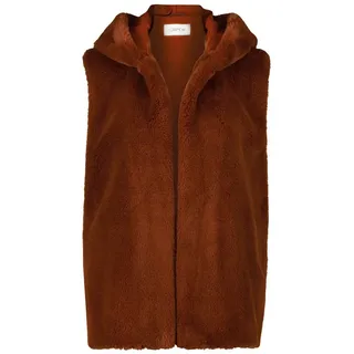 Cartoon Fake Fur-Weste mit Kapuze Brown Patina,38 | 38