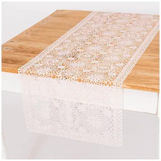 SCHÖNER LEBEN. Tischläufer Tischläufer Häkelspitze Amira altrosa 40x150 cm aus wetterfestem Vinyl, pflegeleicht rosa