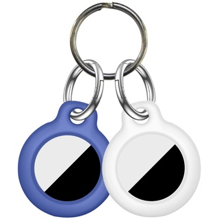 2x Schutzhülle Schlüsselanhänger Anhänger - Hartschale Schlüsselbund für AirTag | blau-weiß