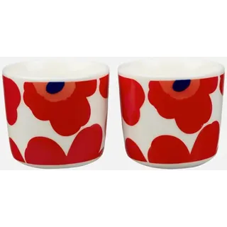 MARIMEKKO Oiva Unikko Kaffeebecher Set 2 Stück - Verfeinern Sie Ihre Küchendekoration mit unseren kultigen Kaffeetassen aus Steingut - Elegante Kaffeetassen aus Porzellan für Morgentee u