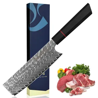 Plys Nakiri Damastmesser 17 cm Japanisches Kochmesser, Profi Küchenmesser