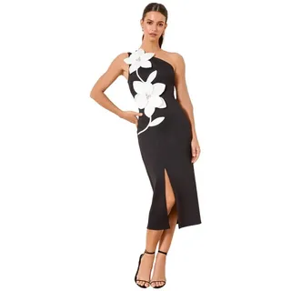 LIPSY One-Shoulder-Kleid Lipsy Oneshoulder-Midaxikleid mit 3D-Blume (1-tlg) schwarz 44 (GB: 16)