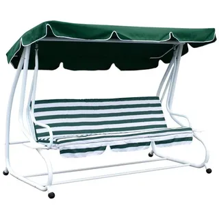 DEGAMO Hollywoodschaukel MIAMI, 4-Sitzer, 1 tlg., 4-sitzer 228cm, Liegefunktion, Gestell weiss, Bezüge weiss/grün weiß