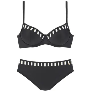 LASCANA Bügel-Bikini Damen Schwarz/Weiß/Goldfarben 46 Cup G
