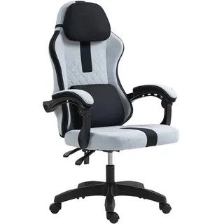 CLP Bürostuhl Miltona mit Stoffbezug I Schreibtischstuhl ergonomisch I Höhenverstellbarer Gamingstuhl mit Kopfpolster und Lendenwirbelpolster