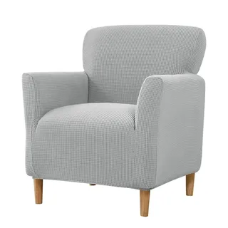 Mateju Sesselbezug Stretch Sofa Überzug Druckt Sesselhusse mit Armlehne, Clubsessel Sessel Bezug Sesselbezüge Stretch Abnehmbar und Waschbar Antirutsch Hussen Für Sessel (hellgrau)