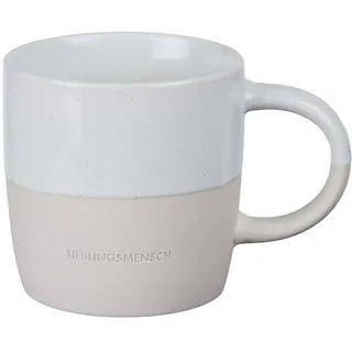 BUTLERS ME TIME Tasse Lieblingsmensch, Kaffeetasse Steinzeug, ca. 350 ml | zweifarbiges Design, für Kaffe, Cappuccino & Tee, geprägtes Detail, spülmaschinen- & mikrowellenfest, ?9 cm x 9 cm