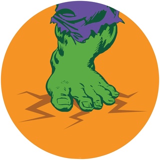 KOMAR Fototapete "Avengers Hulk's Foot Pop Art" Tapeten 125x125 cm (Breite x Höhe), rund und selbstklebend Gr. B/L: 125 m x 125 m, Rollen: 1 St., bunt (gelb, lila, grün) Fototapeten Comic