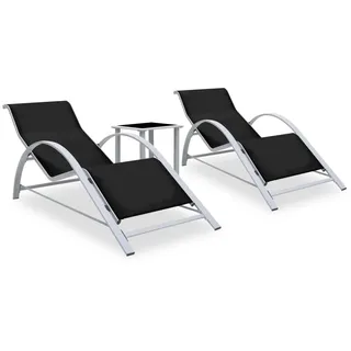 vidaXL Sonnenliegen Set 2-tlg. Schwarz