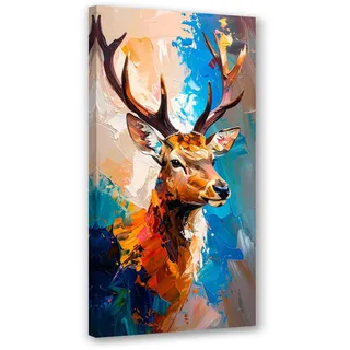 Feeby Leinwandbild, Blau, Textil, Tiere, Rechteckig, 60x120 cm, Bilder und Zubehör, Wandbilder, Leinwandbilder