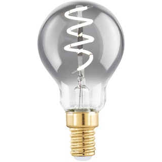 EGLO E14 Lampe dimmbar, Spiral LED Glühbirne, Vintage Deko Leuchtmittel schwarz-transparent im Retro-Design, 4 Watt, 100 Lumen, warmweiß, 2000k, Edison Birne P45, Ø 4,5 cm