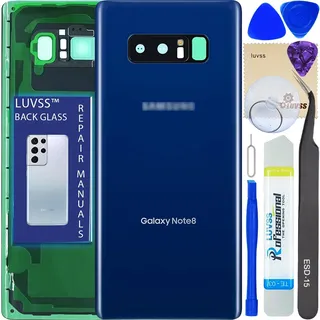 LUVSS Akkudeckel für Samsung Galaxy Note 8 SM-N950F Rückseite Glas Deckel Original Backcover Ersatz Reparatur Set -Blue