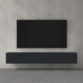 doporro TV Schrank, Lowboard hängend, TV Board, 200cm TV lowboard | Wand Fernsehtisch mit Klapptür, in Matt Anthrazit, 200 x 40,2 x 30 cm, Fernsehschrank02
