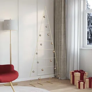 Metall Weihnachtsbaum Gold 210 cm, Pulverbeschichteter Stahl, Moderner Künstlicher Christbaum für Innen- & Geschützten Außenbereich, Elegante Festliche Dekoration