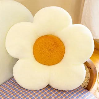 Blumenboden Cute Flower Shaped Cushion Plüsch-Dekor Tatami Blumenförmiges Sitzkissen Stuhlkissen Sofakissen Zierkissen (50 x 50 cm, weiß)