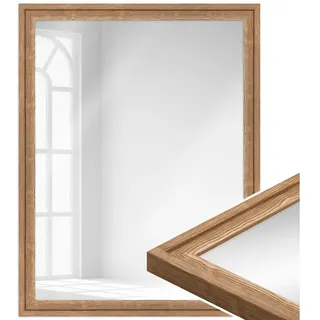 WANDStyle Wandspiegel H025, Eiche-Optik, aus Massivholz im Landhausstil beige 33 cm x 93 cm