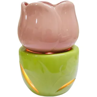 Mafagwre Duftlampe Für Ätherische Öle, Keramik Duftlampe Für Wachs, Mini Tulpenform Teelichthalter, Aroma-Öl-Kerzendiffusor, Aromabrenner Für Duftöl, Keramik Stövchen (pink)
