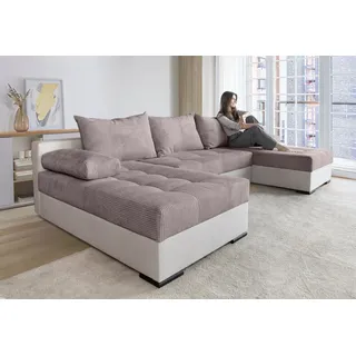 COLLECTION AB Wohnlandschaft Josy U-Form, B: 269 cm, auch in Cord, Schlaffunktion & Bettkasten, Federkern grau