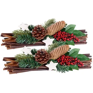 2er-Set Handgefertigte Weihnachts- & Adventsgestecke, Tannenzapfen