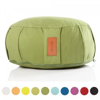 GORILLA SPORTS Bodenkissen Yogakissen - Rund, 100%Baumwolle, Meditationskissen, Sitzhöhe 18cm, Ø 30cm, Sitzkissen, Yoga Bolster, mit Griff, Waschbarer, Farbwahl grün