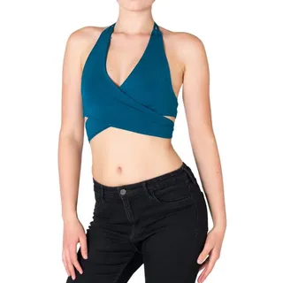 PANASIAM Crop-Top Neckholder Crop-Top für Damen Tanktop mit Cut-Outs Basic Freizeittop blau L