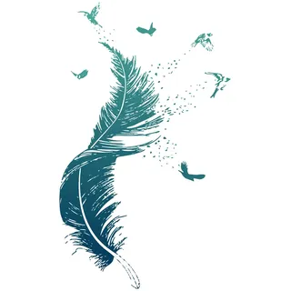 Wandtattoo Feder Wandsticker Blau, wandtattoo wohnzimmer wandtattoo schlafzimmer selbst klebend modern Sprüche Vogel wall decor wandaufkleber wohnzimmer Wandbilder 30 x 90 cm für Windows Tür Möbel