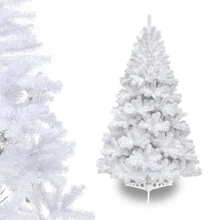 Ansobea Weihnachtsbaum künstlich Künstlicher Weihnachtsbaum Plastik unechter Tannenbaum 200 Spitzen,Schnellaufbau Klapp,Feuerresistent,inkl.Robuste Christbaum Ständer,weiß, 120cm / 4FT