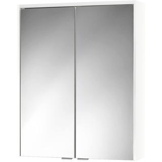 Sieper Spiegelschrank KHX mit LED Beleuchtung 60 cm breit, Badezimmer Spiegelschrank aus MDF, inkl. Steckdose | Weiß
