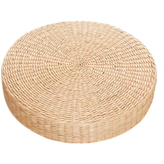 HshDUti Dickes Strohkissen, solides rundes Sitzkissen, Stuhlkissen, weiches Tatami-Bodenkissen für Yoga, Meditation, Wohnzimmer, Balkon, Büro, Outdoor, 40 cm