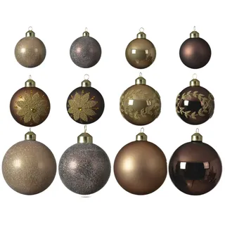 MARELIDA Christbaumkugel Weihnachtskugel Glas 3 Größen braun karamell 12er Set