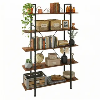Relaxdays Bücherregal 33,5 x 177,5 x 105 cm Braun/Schwarz