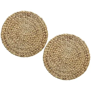 Tischset Rund Natur geflochten Seegras 2 Stück Boho Platzset Naturmaterial 35cm