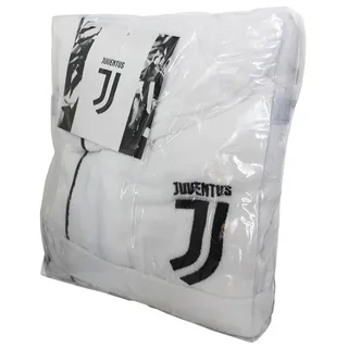 FC Juventus Herren-Bademantel mit Kapuze, mit offiziellem Logo von 2017/18, weiß / schwarz, 100% Frottee aus reiner Baumwolle L - 48 / 50
