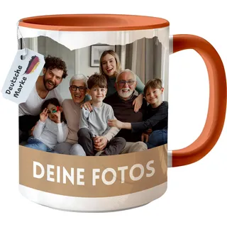 Tasse personalisiert mit eigenem Foto personalisierte Tasse mit Foto Geschenk für Freundin Geschenke Frauen Fototasse bedrucken Muttertagsgeschenk Fototasse Fotogeschenke Kaffeetasse (Orange)