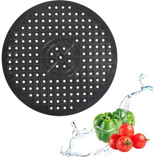 Schutzmatte für Spülbecken Rund, 30.6 cm,Spülbeckenmatte mit Abflussloch, rutschfeste Spülbecken Matte,Spülbeckenschutz Zusammenklappbar, Spülbeckeneinlage Eckig für Geschirr und Becken(Schwarz Rund)