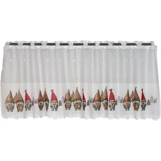 Clever-Kauf-24 Scheibengardine Weihnachten Weihnachtswichtel Wichtel | HxB 50x140cm | | für die Adventszeit Weihnachten Winter |