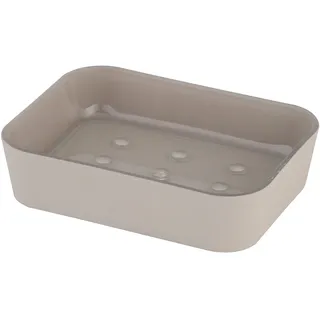 axentia Lena, Badaccessoire, Seifenablage gummiert, Ablage für Seifenstücke, Badausstattung mit Abtropfnoppen, Taupe Seifenschale, Edelstahl, 11.8 x 8.9 x 2.8 cm, 126725