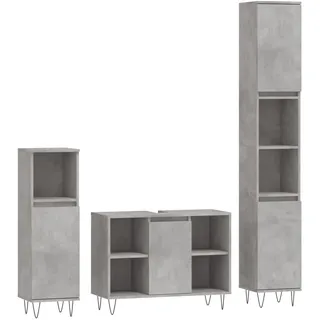 vidaXL 3-tlg. Badmöbel-Set Betongrau Holzwerkstoff