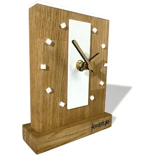 FLEXISTYLE Modern standuhr tischuhr klein aus Holz Eiche Wohnzimmer Badezimmer Uhr Holz tischuhren holzuhr Tisch Uhr tischuhr modern standuhr Clock (Style 10)