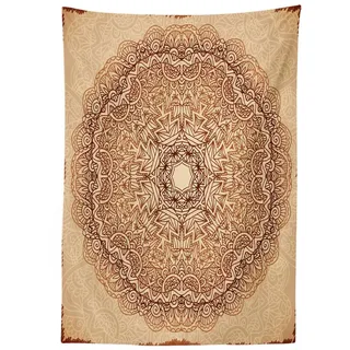 Abakuhaus Tischdecke Farbfest Waschbar Für den Außen Bereich geeignet Klare Farben, Brown Mandala Vintage Ethnische beige 140 cm x 170 cm