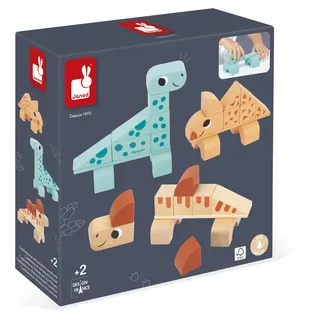 Janod Bauspiel Cubikosaurus Dinosaurier 3 Dinos zum Bauen 128-tlg. J05833