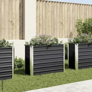 vidaXL Garten-Hochbeet verzinkter Stahl rechteckig 100 x 40 x 77 cm Anthrazit 
