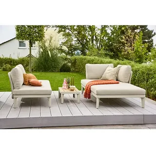 Sunfun Loungemöbel-Set Solo Rope Ottomane  (3 -tlg., Aluminium/Kunststoff/Olefin, Light-Greige)