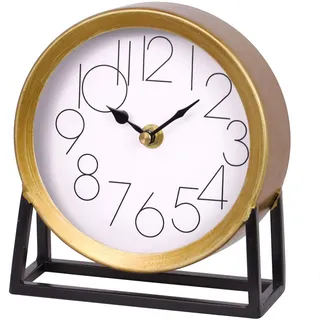 VinSees Moderne goldene Tischuhr auf Ständer, dekorative Schreibtisch- und Regaluhr, Kaminuhr, Bauernhausuhr, nicht tickend, Heimdekoration für Wohnzimmer, Schlafzimmer, Nachttisch, Schreibtisch,