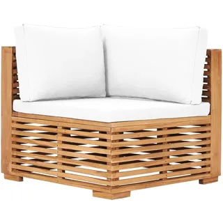 vidaXL Garten-Ecksofa Loungesofa cremeweiß Teak