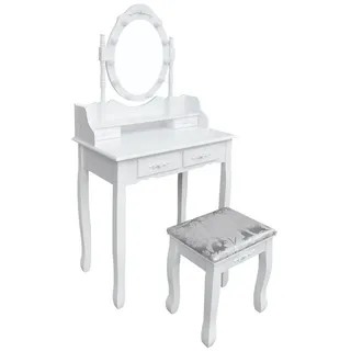 Aileenstore Schminktisch Weiß mit Hocker, LED Beleuchtung Schubladen,