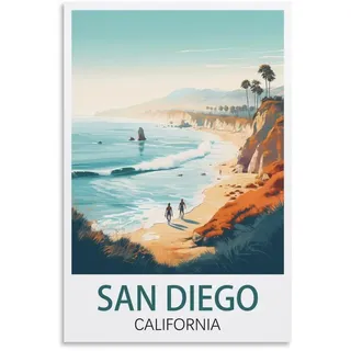 NPRZM Vintage-Schilder, Metallschilder, San Diego, Kalifornien, Poster, lustiges Vintage-Metallschild, Plakette, Poster, Wandkunst, Kneipe, Bar, Küche, Garten, Badezimmer, Heimdekor, 15 x 30 cm