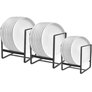 3er-Pack Tellerregal/ Abtropfgestell, Metall Tellerhalter Teller Organizer Schrank Multifunktional Tellerständer Küchenschrank Aufbewahrung Organizer für Teller Schneidebretter Topfdeckel, Schwarz